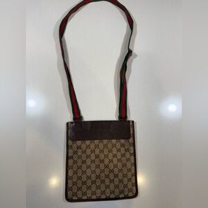 Gucci Tan and Brown Crossbody Messenger Bag
